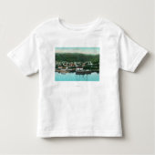 Waterfront Uitzicht van de stad en Steamer Kinder Shirts (Voorkant)