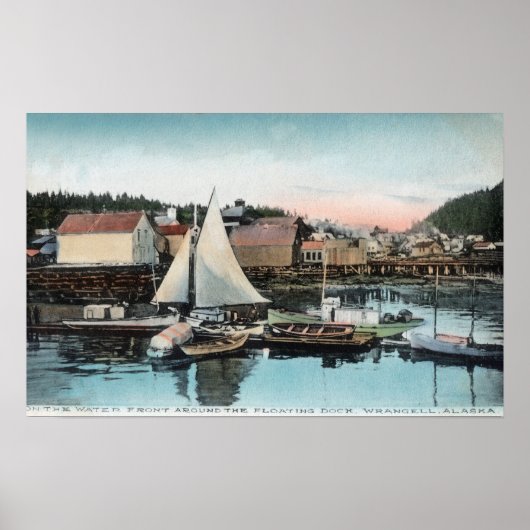 Waterfront-Uitzicht van het drijvend dok Poster (Voorkant)