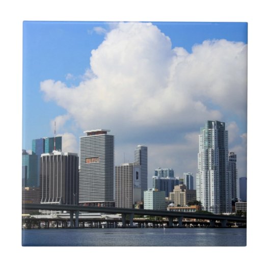 Waterfront uitzicht van Miami Tegeltje (Voorkant)