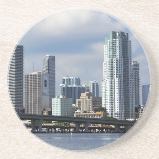 Waterfront uitzicht van Miami Zandsteen Onderzetter (Voorkant)