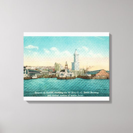 Waterfront Uitzicht van Port and Smith Tower Canvas Afdruk (Voorkant)