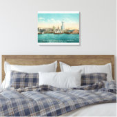 Waterfront Uitzicht van Port and Smith Tower Canvas Afdruk (Insitu (Slaapkamer))
