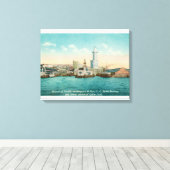 Waterfront Uitzicht van Port and Smith Tower Canvas Afdruk (Insitu (Houten vloer))