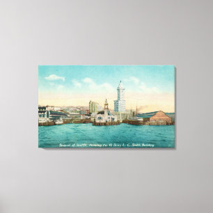 Waterfront Uitzicht van Port and Smith Tower Canvas Afdruk