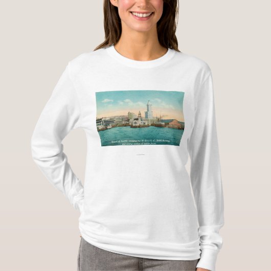 Waterfront Uitzicht van Port and Smith Tower T-shirt (Voorkant)
