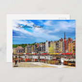 Waterfront van de haven van Honfleur in Normandy,  Briefkaart (Voorkant / Achterkant)