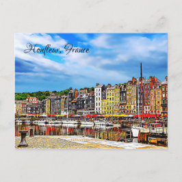 Waterfront van de haven van Honfleur in Normandy, Briefkaart