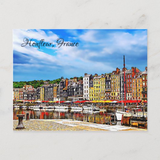 Waterfront van de haven van Honfleur in Normandy,  Briefkaart (Voorkant)