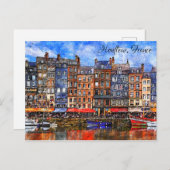 Waterfront van de haven van Honfleur in Normandy, Briefkaart (Voorkant / Achterkant)