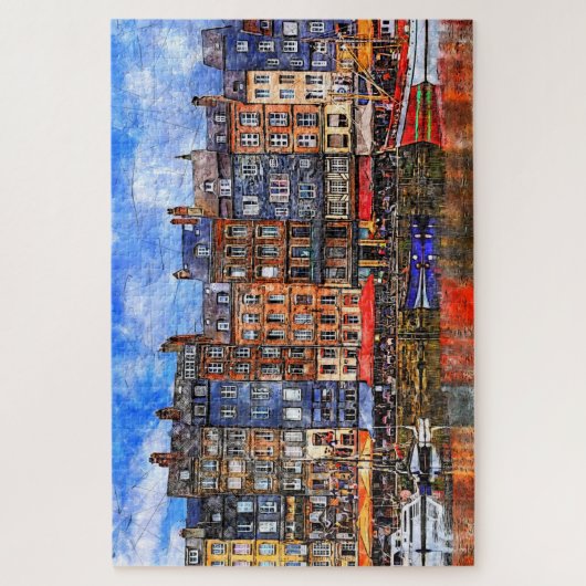 Waterfront van de haven van Honfleur in Normandy,  Legpuzzel (Verticaal)