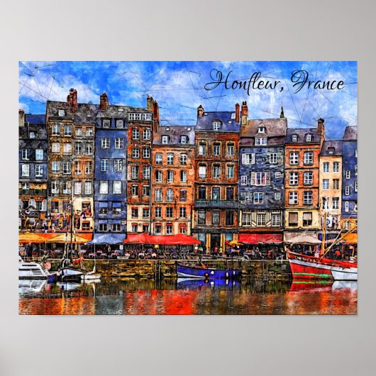 Waterfront van de haven van Honfleur in Normandy,  Poster (Voorkant)