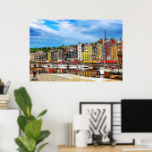Waterfront van de haven van Honfleur in Normandy, Poster (Thuiskantoor)