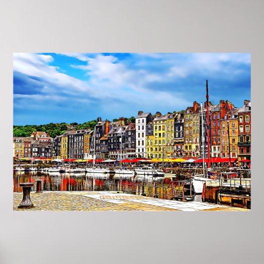Waterfront van de haven van Honfleur in Normandy, Poster (Voorkant)