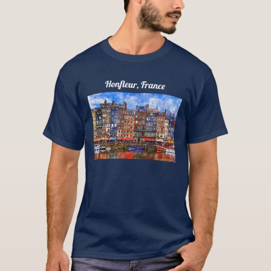 Waterfront van de haven van Honfleur in Normandy,  T-shirt (Voorkant)