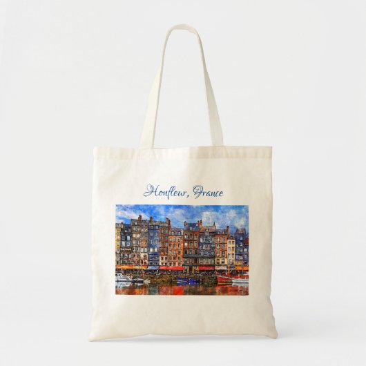 Waterfront van de haven van Honfleur in Normandy,  Tote Bag (Voorkant)