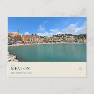 Waterfront van Menton en Middellandse Zee-baai Briefkaart