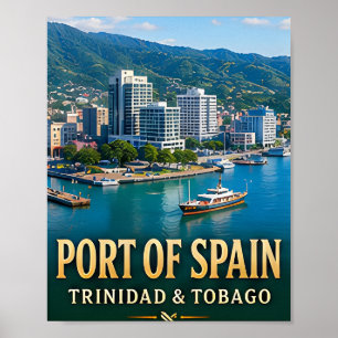 Waterfront van Port of Spain en Caribische energie Poster