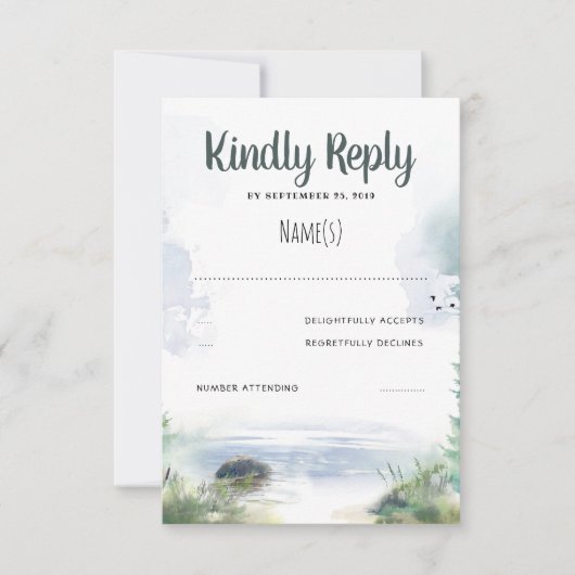 Waterfront Zomer Bruiloft RSVP (Voorkant)