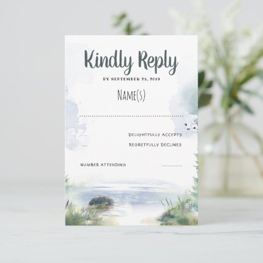 Waterfront Zomer Bruiloft RSVP (Staand voorkant)