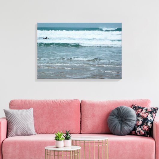 Watergate Bay Beach Newquay Cornwall England Canvas Afdruk (Insitu (Woonkamer))
