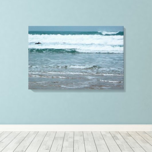 Watergate Bay Beach Newquay Cornwall England Canvas Afdruk (Insitu (Houten vloer))