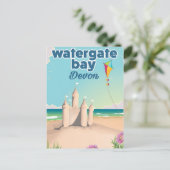 watergate bay devon sandcastle poster feestdagenkaart (Staand voorkant)