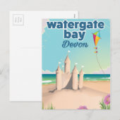 watergate bay devon sandcastle poster feestdagenkaart (Voorkant / Achterkant)