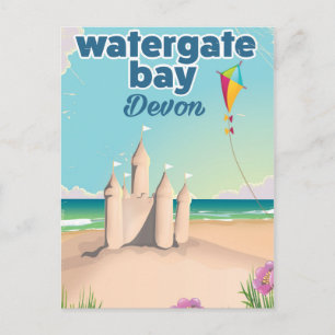 watergate bay devon sandcastle poster feestdagenkaart