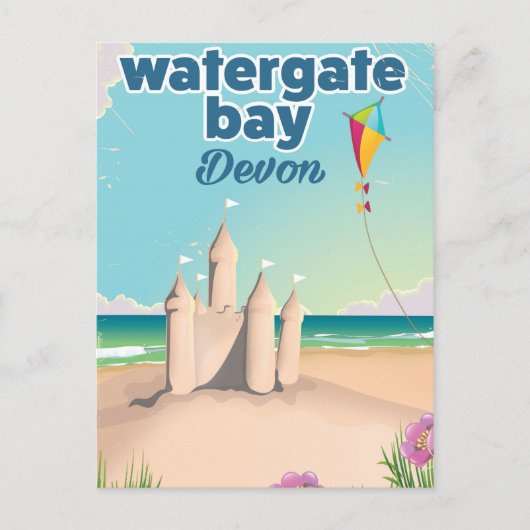 watergate bay devon sandcastle poster feestdagenkaart (Voorkant)