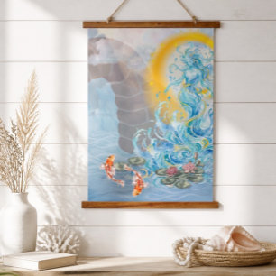 Watergeest en Koi Vissen Hangend Wandkleed