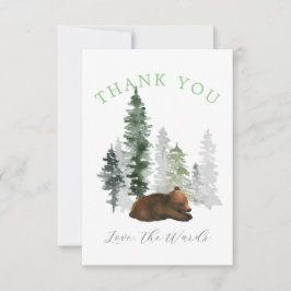  Watergekleurd Bos Baby Beer Bedankkaart