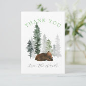  Watergekleurd Bos Baby Beer Bedankkaart (Staand voorkant)