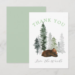  Watergekleurd Bos Baby Beer Bedankkaart