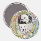 Watergekleurd Holiday Wreath Lijst Magneet (Voorkant / Achterkant)