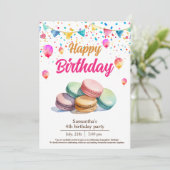 watergekleurde schattige macarons verjaardagsfeest kaart (Staand voorkant)