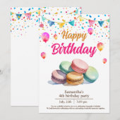 watergekleurde schattige macarons verjaardagsfeest kaart (Voorkant / Achterkant)