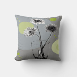 Waterglas Bloemen – Pastel Pop Art Kussen