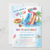 Waterglijbaan Bash Splash Verjaardagsfeest Kaart (Voorkant)