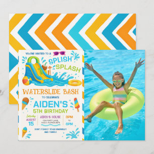 Waterglijbaan Feest Bewerkbare Waterglijbaan Foto Kaart