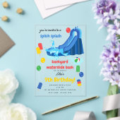 Waterglijbaan Kinder Zomer Splish Splash Verjaarda Acryl Uitnodigingen (Insitu (Huwelijk))