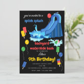 Waterglijbaan Kinder Zomer Splish Splash Verjaarda Kaart (Staand voorkant)