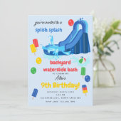 Waterglijbaan Kinder Zomer Splish Splash Verjaarda Kaart (Staand voorkant)