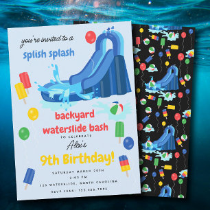 Waterglijbaan Kinder Zomer Splish Splash Verjaarda Kaart