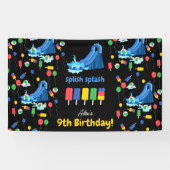 Waterglijbaan Kinder Zomer Splish Splash Verjaarda Spandoek (Horizontaal)