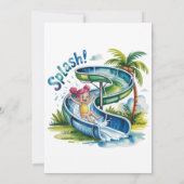 Waterglijbaan Splah Girl Verjaardagsfeestje Kaart (Achterkant)