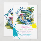 Waterglijbaan Splah Girl Verjaardagsfeestje Kaart (Voorkant / Achterkant)