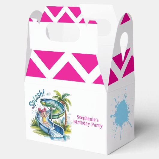 Waterglijbaan Splash Girl Verjaardagsfeestje Bedankdoosjes (Geopend)