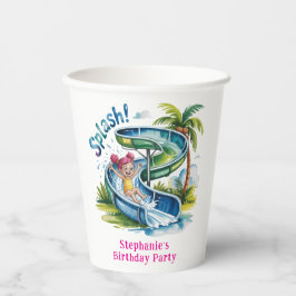 Waterglijbaan Splash Girl Verjaardagsfeestje Papieren Bekers