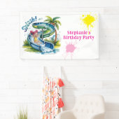 Waterglijbaan Splash Girl Verjaardagsfeestje Spandoek (Insitu)