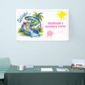 Waterglijbaan Splash Girl Verjaardagsfeestje Spandoek (Beurs)